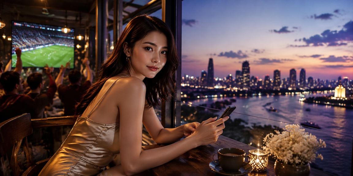 Sân thi đấu thể thao với ánh đèn neon xanh sáng